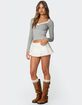 EDIKTED Shayni Lace Trim Long Sleeve Top image number 3