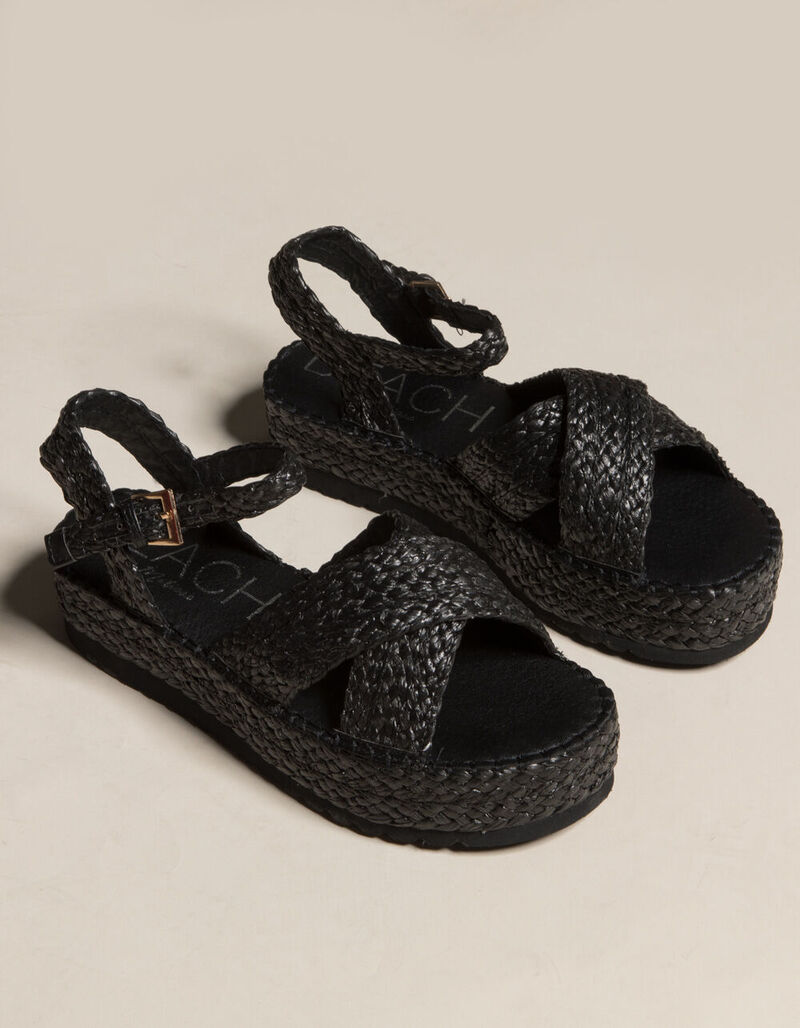 BEACH by Matisse Sunshine Raffia Womens Black Sandals - BLACK - 365680100