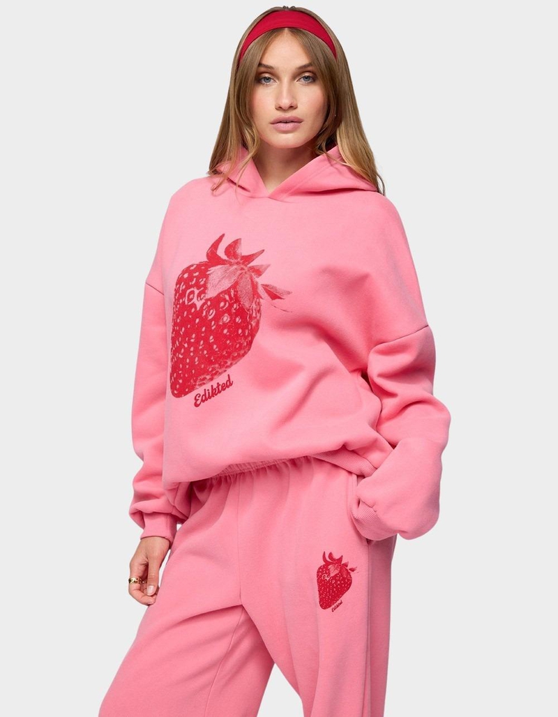 EDIKTED Strawberry Babe Hoodie image number 1