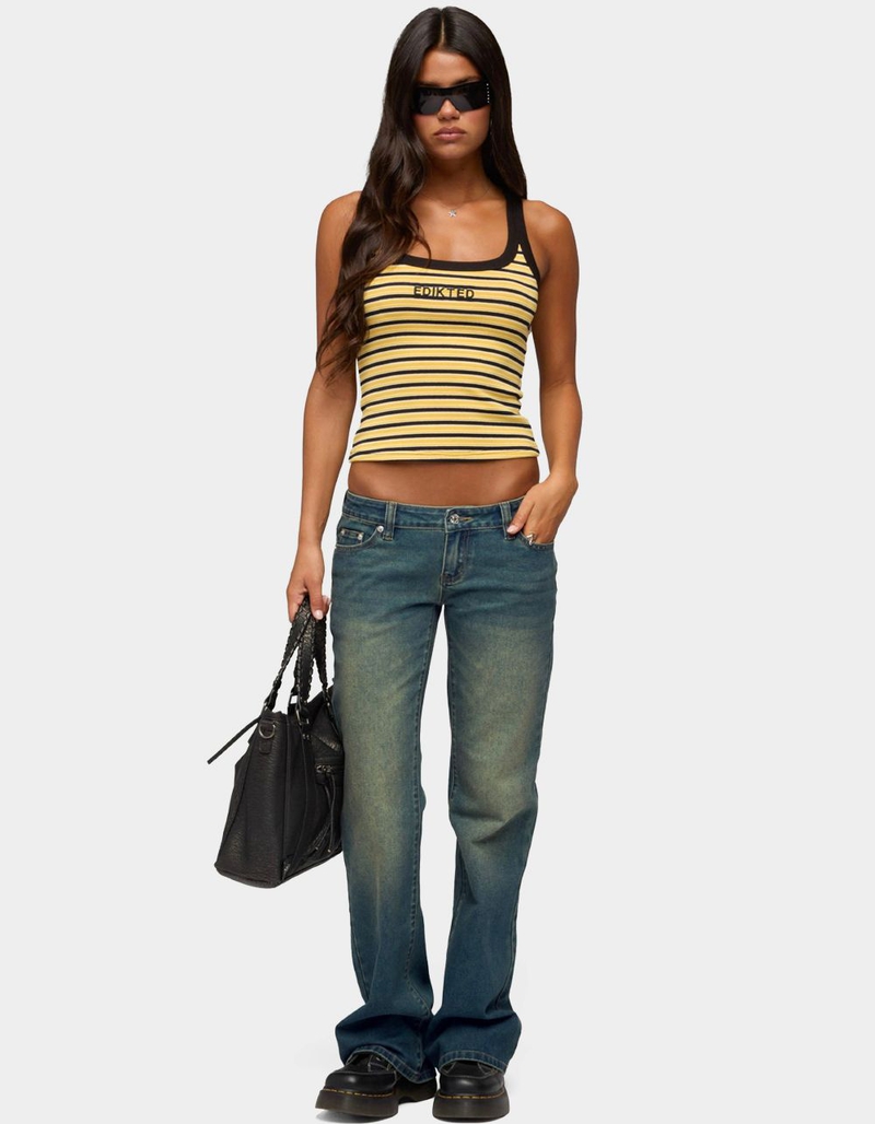 EDIKTED Moonie Low Rise Bootcut Jeans image number 4