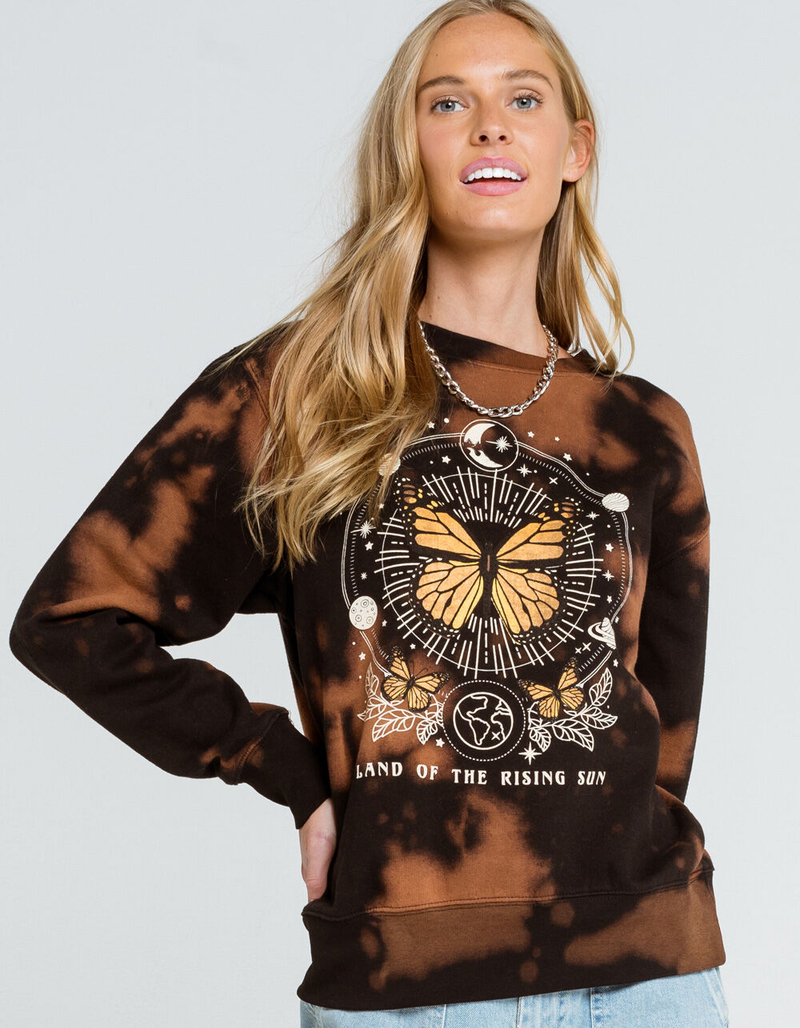 FULL TILT Bleached Butterfly Womens Sweatshirt image number 0