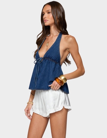 EDIKTED Safia Denim Halter Top Alternative Image