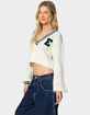 EDIKTED Collegiate Cropped Cable Knit Sweater image number 3