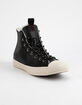 CONVERSE Chuck Taylor All Star Leather Black & Driftwood High Top Shoes image number 2