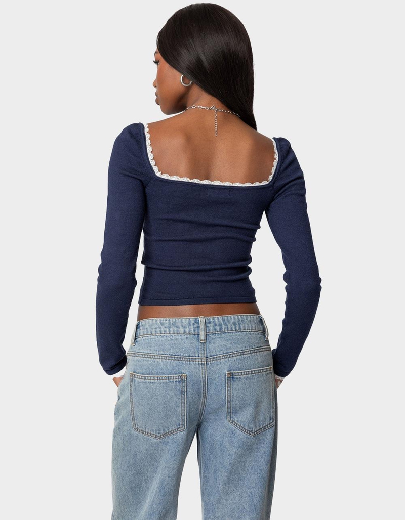 EDIKTED Ansley Lacey Cable Knit Top image number 4