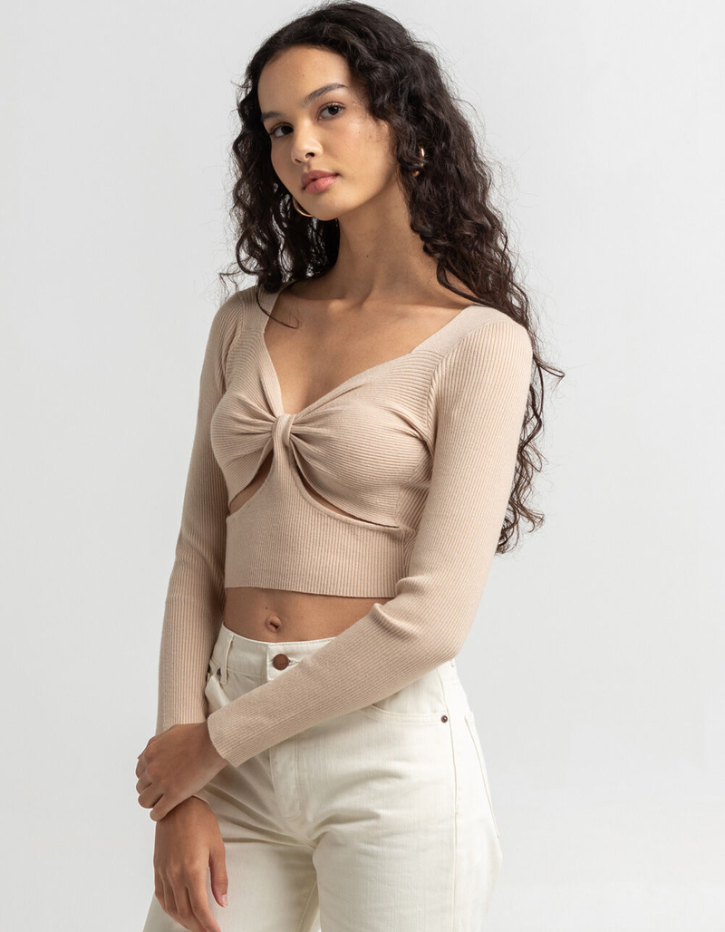 WEST OF MELROSE Cut Out Womens Long Sleeve Top image number 1