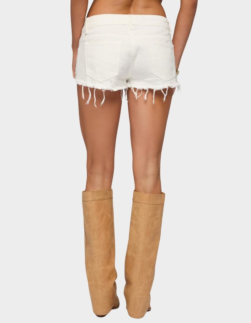 EDIKTED Frayed Vintage Washed Denim Shorts image number 2