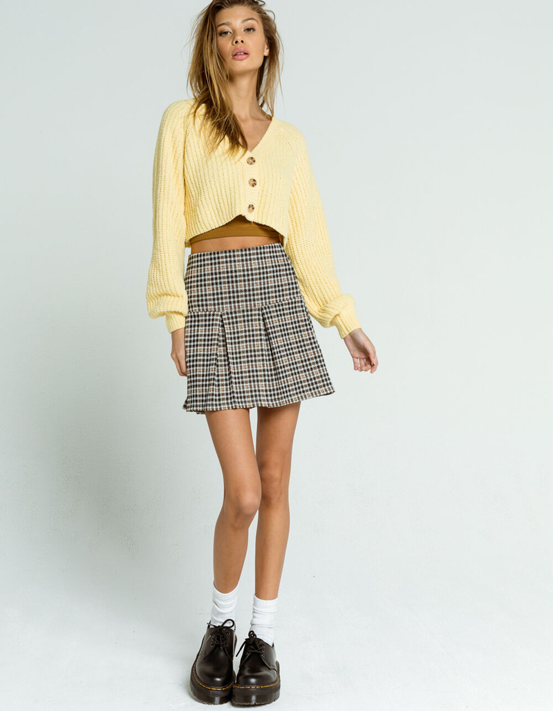 FULL TILT Balloon Sleeve Womens Yellow Crop Cardigan image number 3