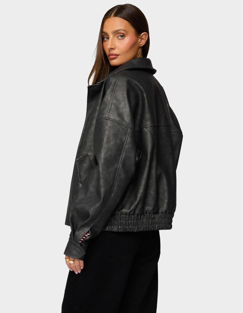 EDIKTED Mori Oversized Faux Leather Jacket image number 2