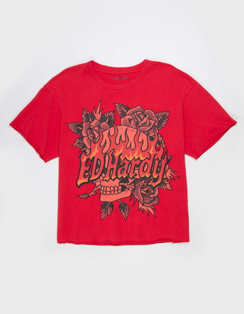 ED HARDY Skull Rose Mens Boxy Tee image number 0