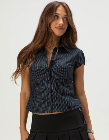 RSQ Womens Polka Dot Button Up Shirt Primary Image