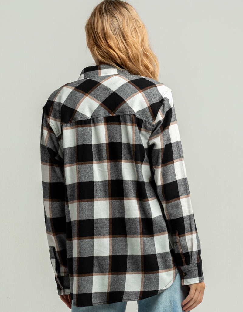RSQ Copper Buffalo Womens Black & White Oversize Flannel Shirt image number 2