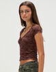 FULL TILT Texture Womens V-Neck Top image number 4