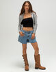RSQ Womens Star Low Rise Baggy Midi Shorts image number 1