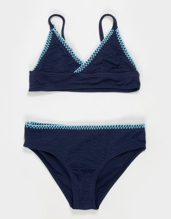 FULL TILT Texture Stitch Girls Triangle Bikini Set Primary Image