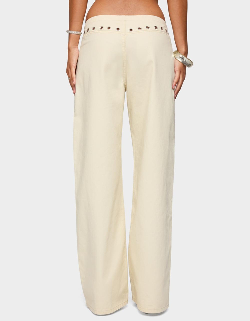 EDIKTED Grommet Tie Waist Low Rise Jeans image number 2