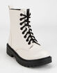 SODA Lug Sole Womens White Combat Boots image number 1