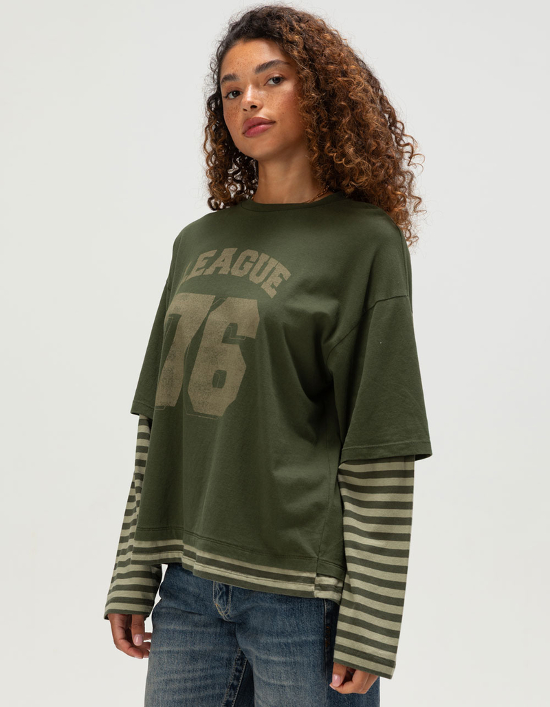 BDG Urban Outfitters League 76 Womens Long Sleeve 2fer Tee image number 2