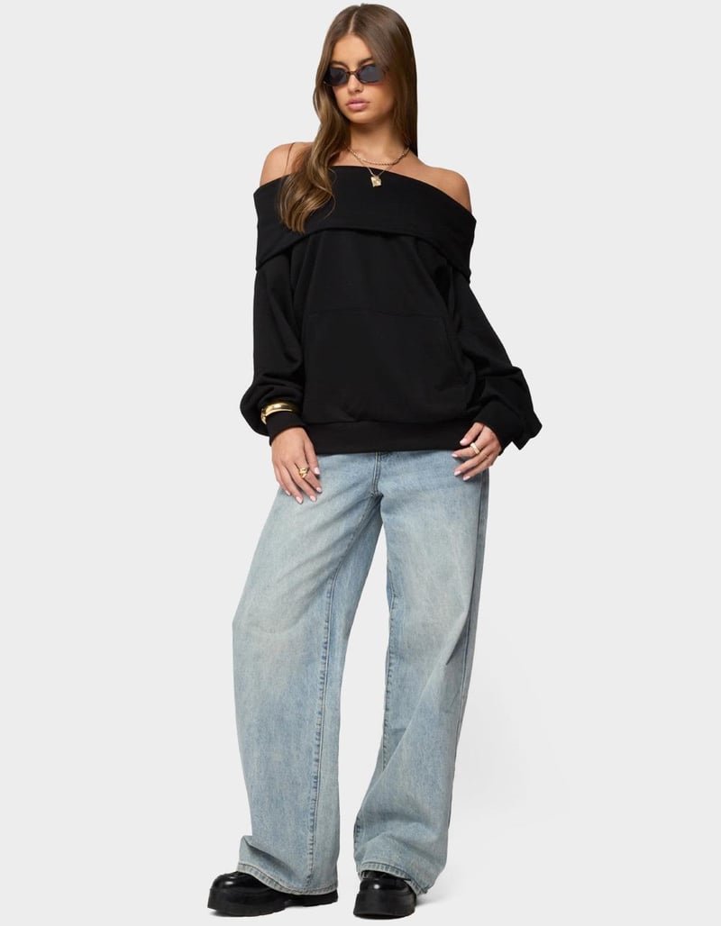 EDIKTED Ashlee Oversized Foldover Sweatshirt image number 4