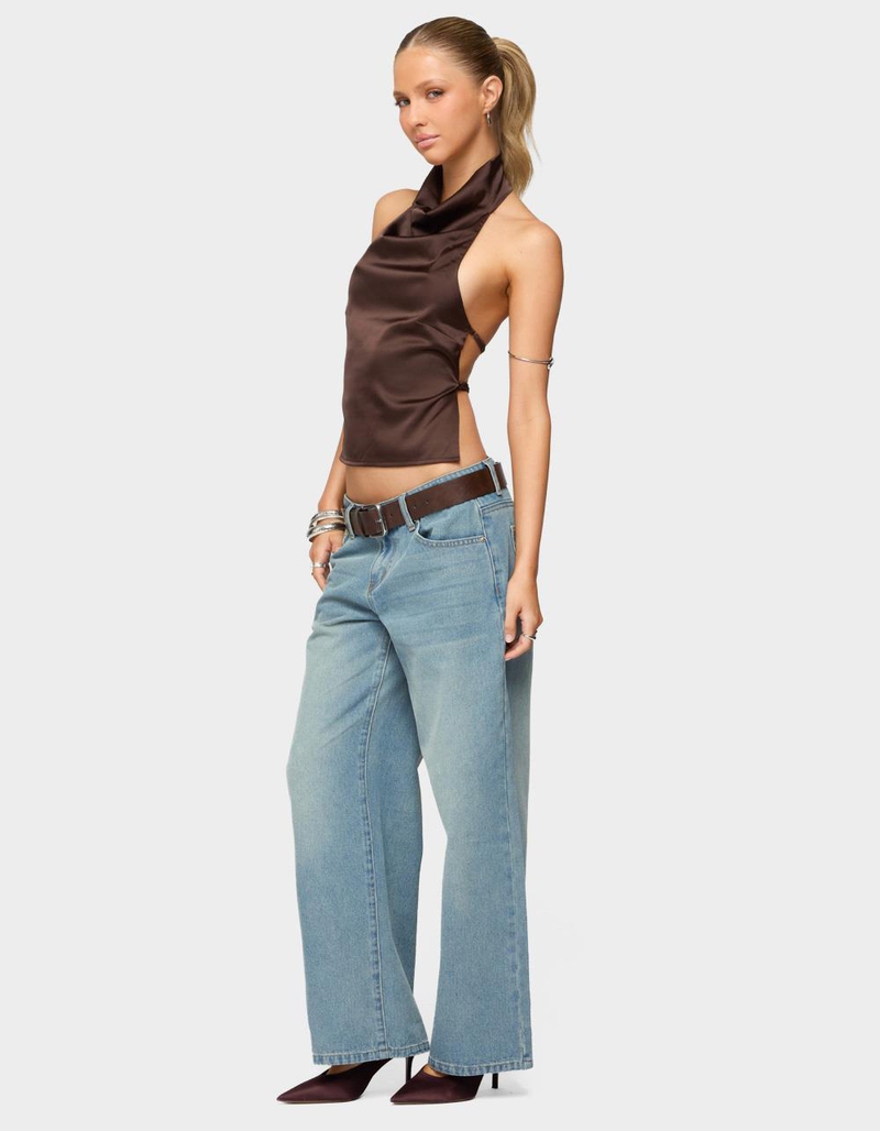 EDIKTED Petite Raelynn Washed Low Rise Baggy Jeans image number 3