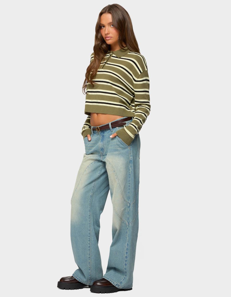 EDIKTED Shelby Striped Polo Sweater image number 3