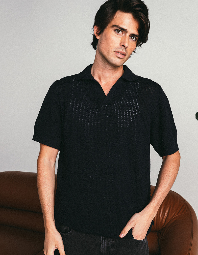 JACK & JONES Blupaulin Knit Mens Polo Shirt BLACK Tillys