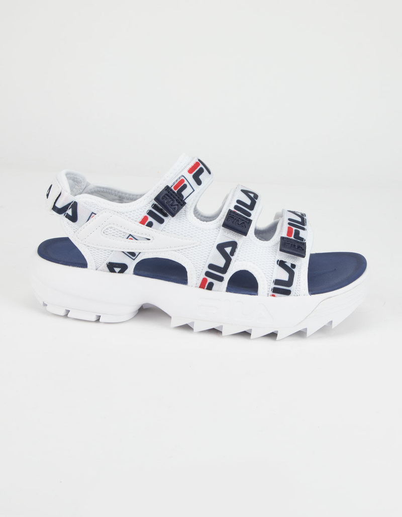 FILA Disruptor White & Navy Womens Velcro Platform Sandals image number 2