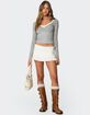 EDIKTED Shayni Lace Trim Long Sleeve Top image number 2