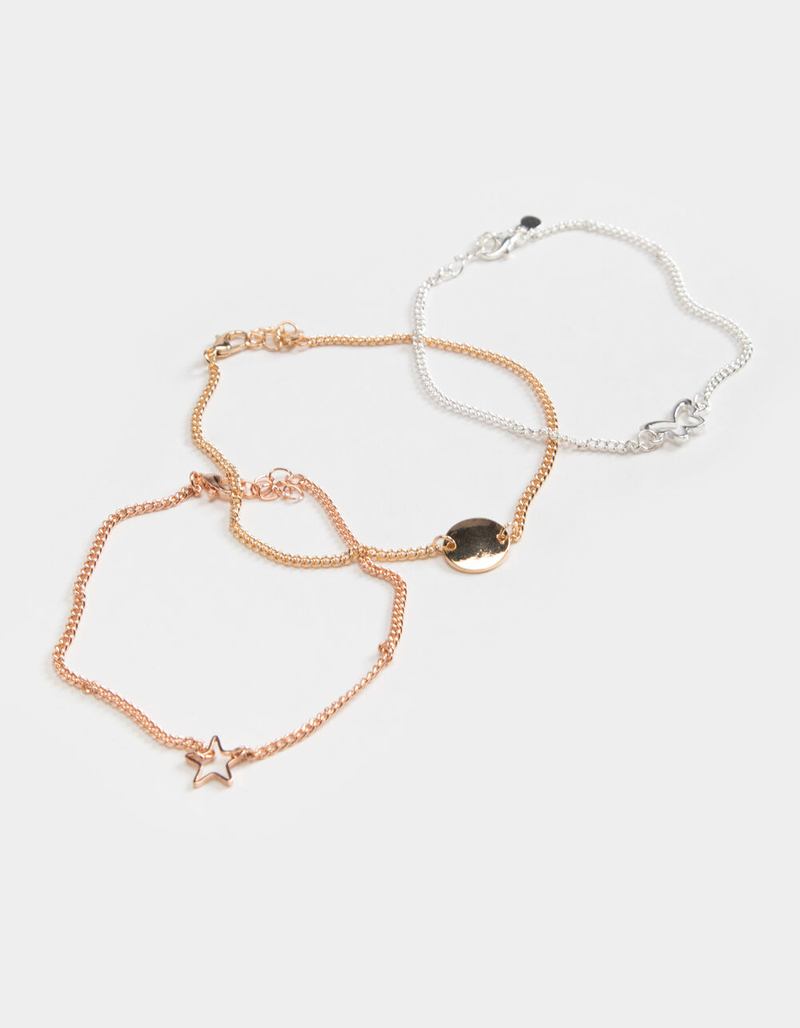 FULL TILT 3 Pack Butterfly & Star Anklet Set image number 0