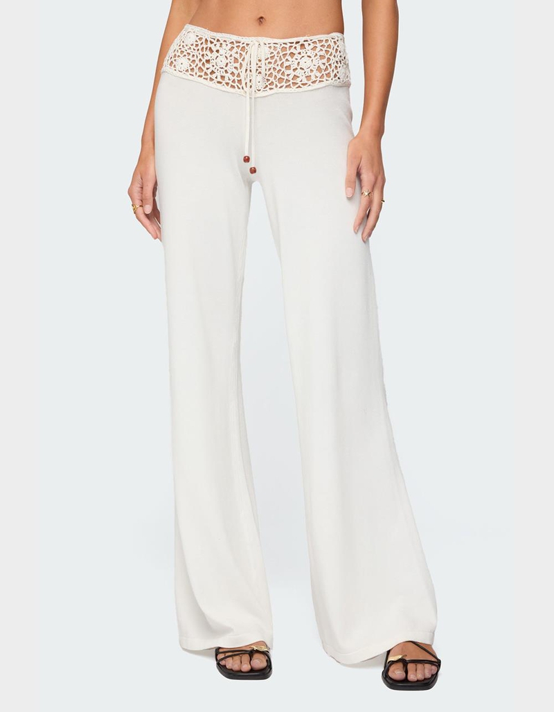 EDIKTED Kirsty Crochet Waist Knit Pants image number 0