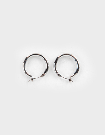 DO EVERYTHING IN LOVE White Gold Dipped Pin Catch Hoop Earrings Alternative Image