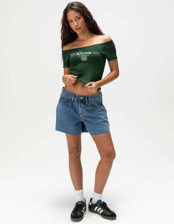 RSQ Womens Racing Off The Shoulder Tee Alternative Image