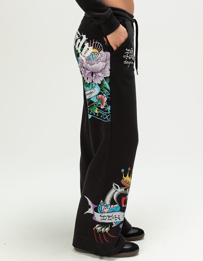 ED HARDY Ice Flower Womens Rhinestone Sweatpants image number 2