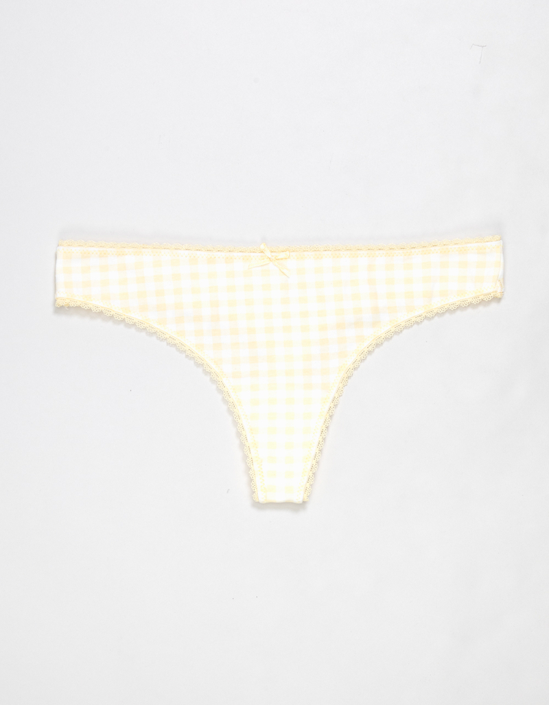 FULL TILT Cotton Bow Lace Trim Thong image number 0