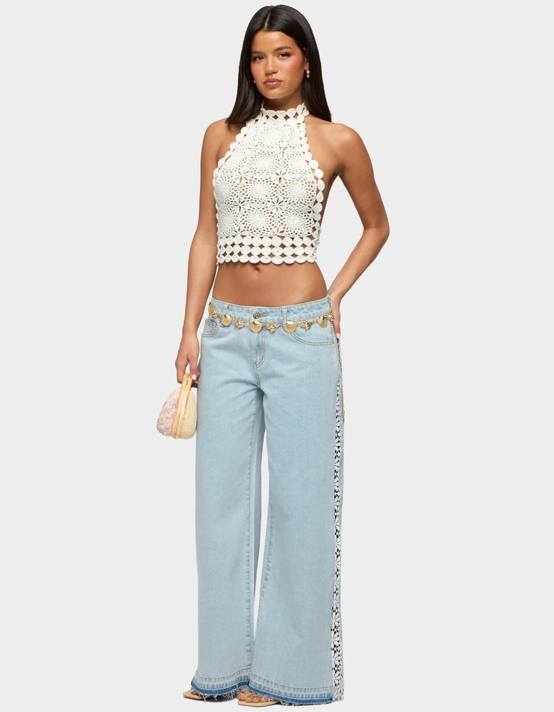 EDIKTED Backless Crochet High Neck Halter Top image number 4