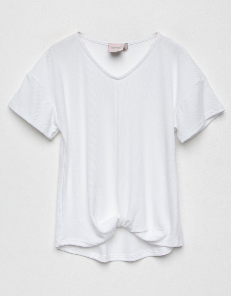 FOR ALL SEASONS Twist Front Girls White Tee image number 0
