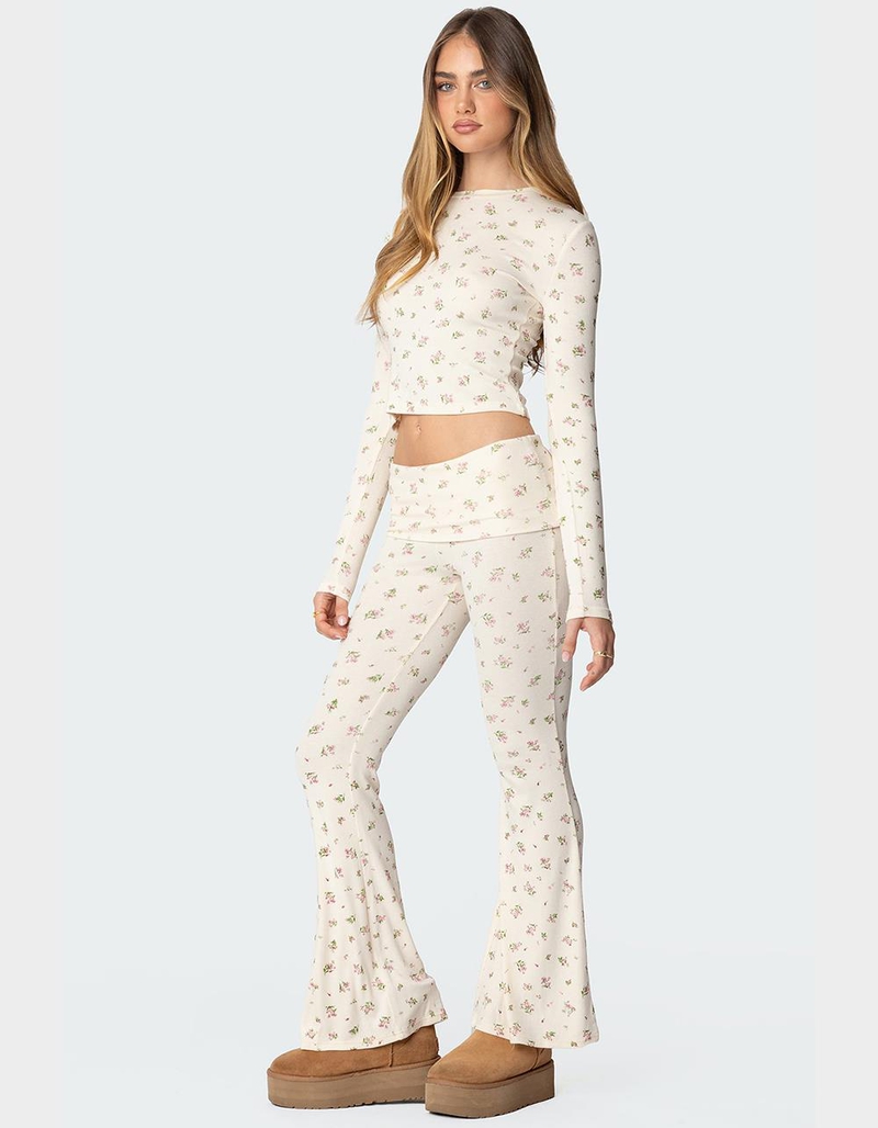 EDIKTED Bloom Baby Fold Over Flared Leggings image number 3