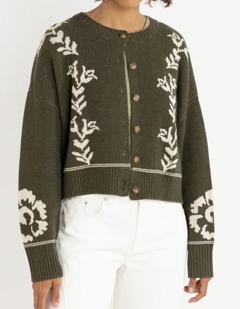 RHYTHM Antique Floral Womens Crop Cardigan Primary Image