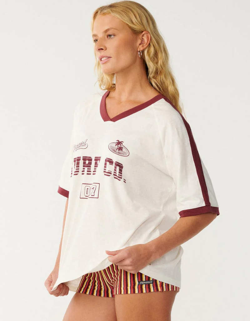 RIP CURL Surf Co. Womens Oversized V-Neck Tee image number 3