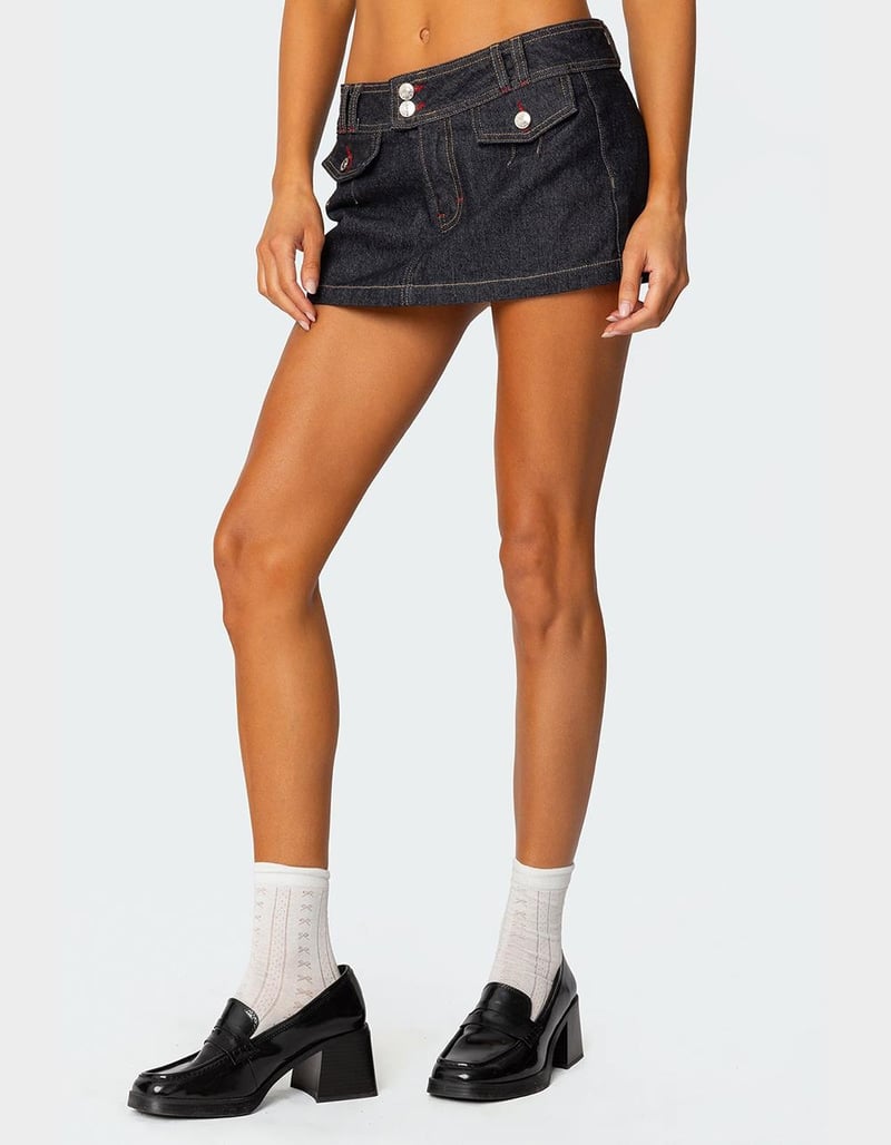 EDIKTED Rae Denim Mini Skort image number 2