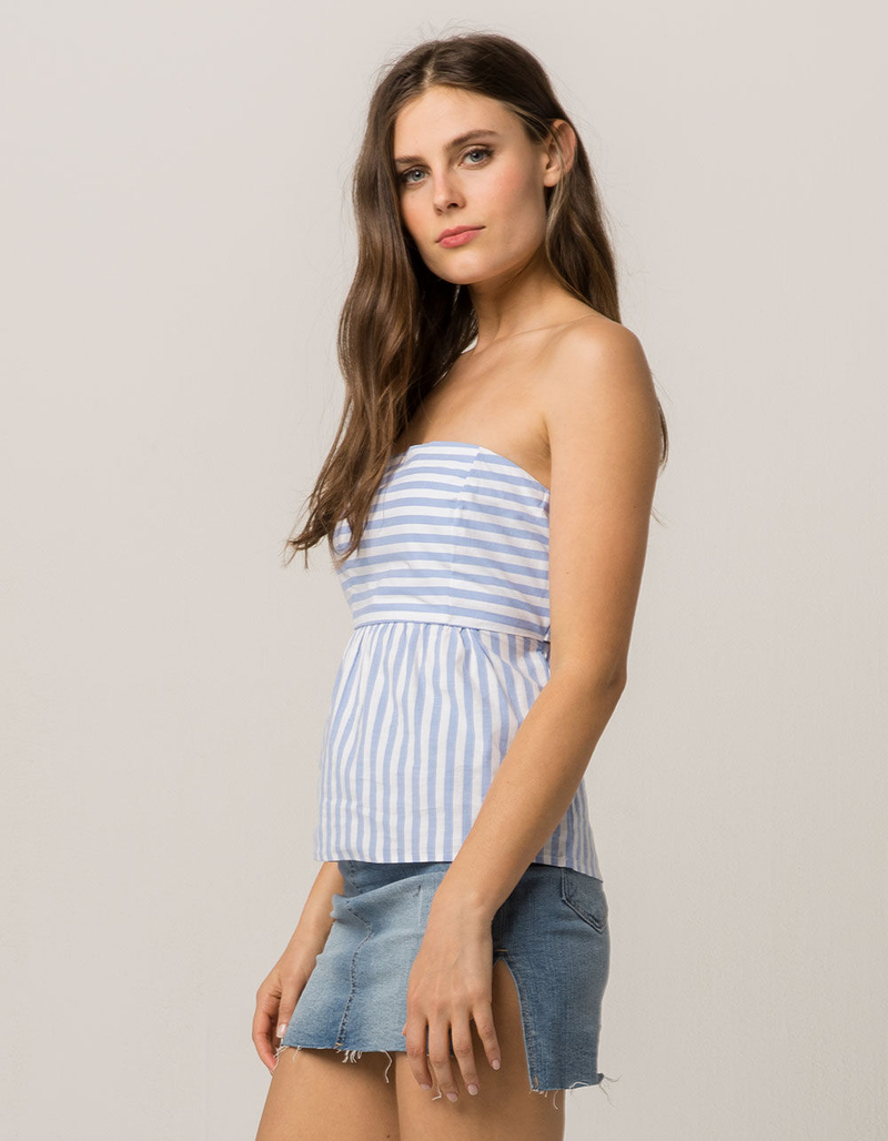 SOCIALITE Stripe Tie Back White & Blue Womens Tube Top image number 2