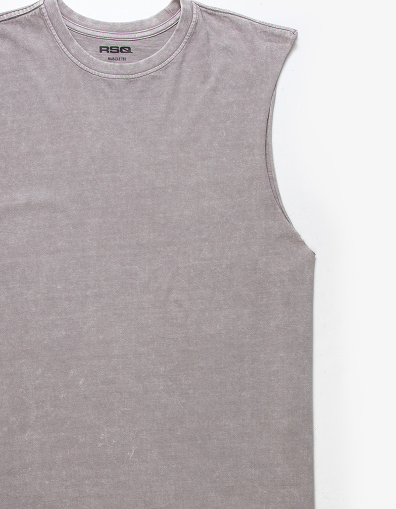 RSQ Mens Acid Wash Muscle Tee image number 1