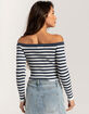 RSQ Womens Stripe Off The Shoulder Long Sleeve Top image number 4