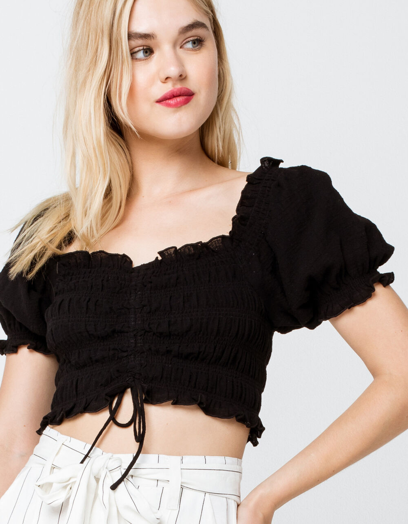 COTTON CANDY LA Cinched Woven Womens Crop Top image number 0