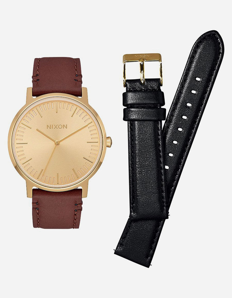 NIXON Porter Leather Gold Watch Pack image number 0