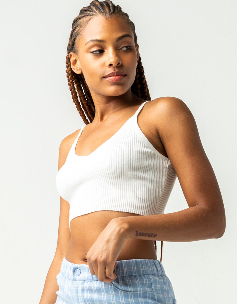 FULL TILT Rib Womens White Crop Cami image number 1