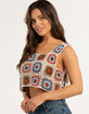 RSQ Womens Granny Square Crochet Tank Top image number 2