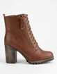 SODA Malia Tan Womens Heeled Combat Boots image number 2