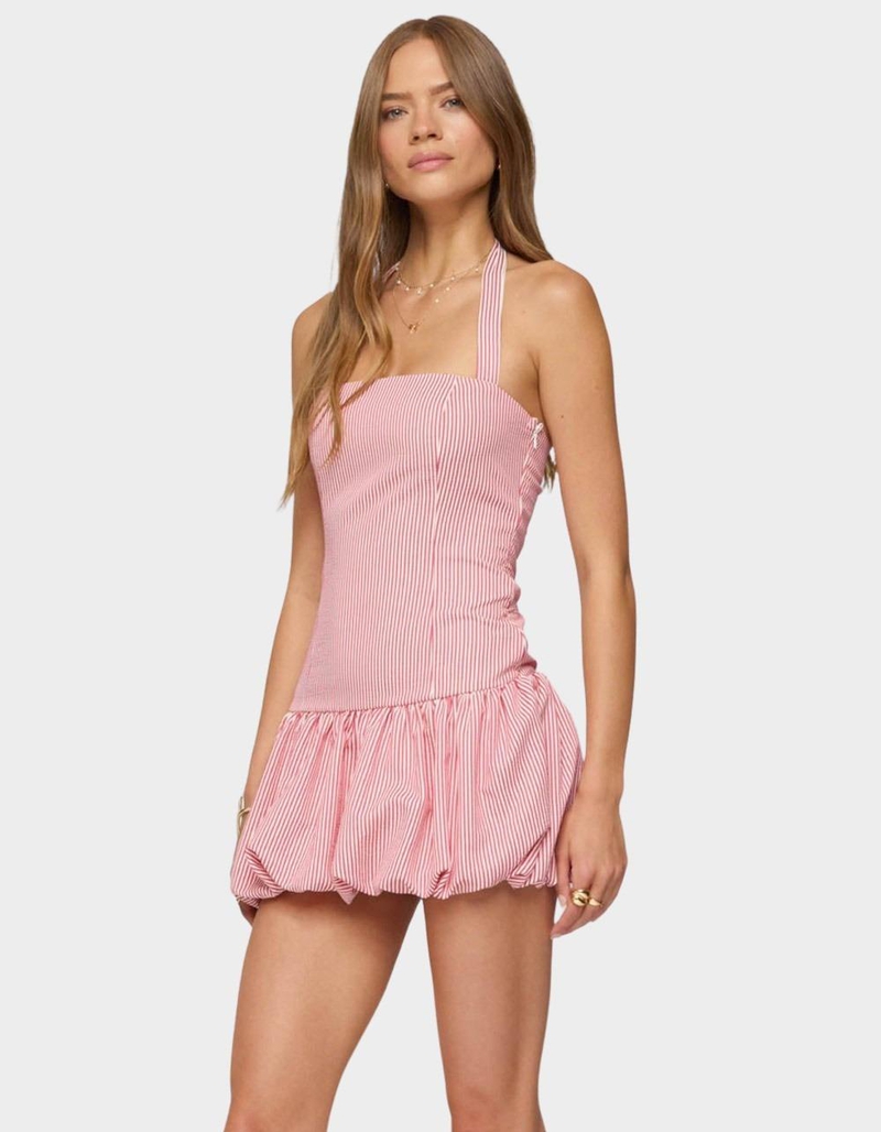 EDIKTED Pinstripe Bubble Skirt Mini Dress image number 0