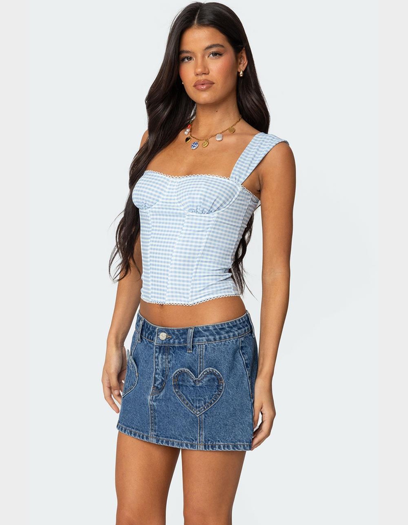 EDIKTED Marcella Wide Strap Mesh Corset image number 4